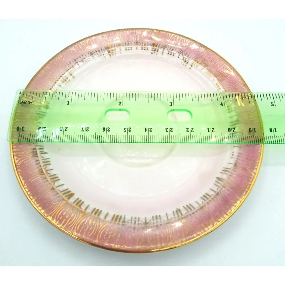 Eschenbach Bavaria Germany Vintage Saucer 5 Inch Pink and Gold Tea Cup Plate - Picture 2 of 12